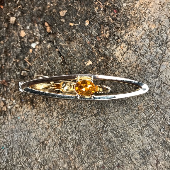 Vintage Other - Dante vintage topaz silver tone tie tack clip